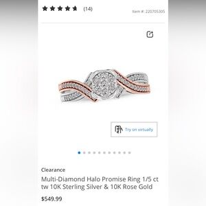Kay Jewelers Silver and Rose Gold Multi-Diamond Ring